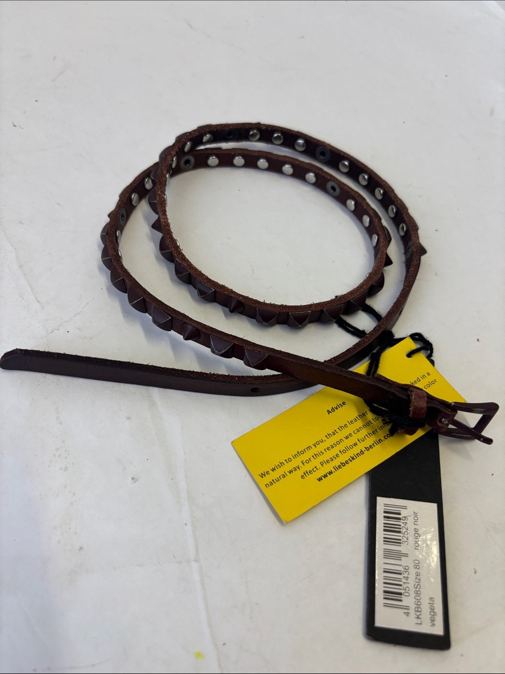 Liebeskind Berlin Rouge Noir Leather Studded Skinny Belt